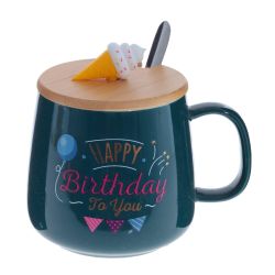 GAEM Кружка с крышкой и ложкой, 450 мл, L13 W10 H9 см, 4в.