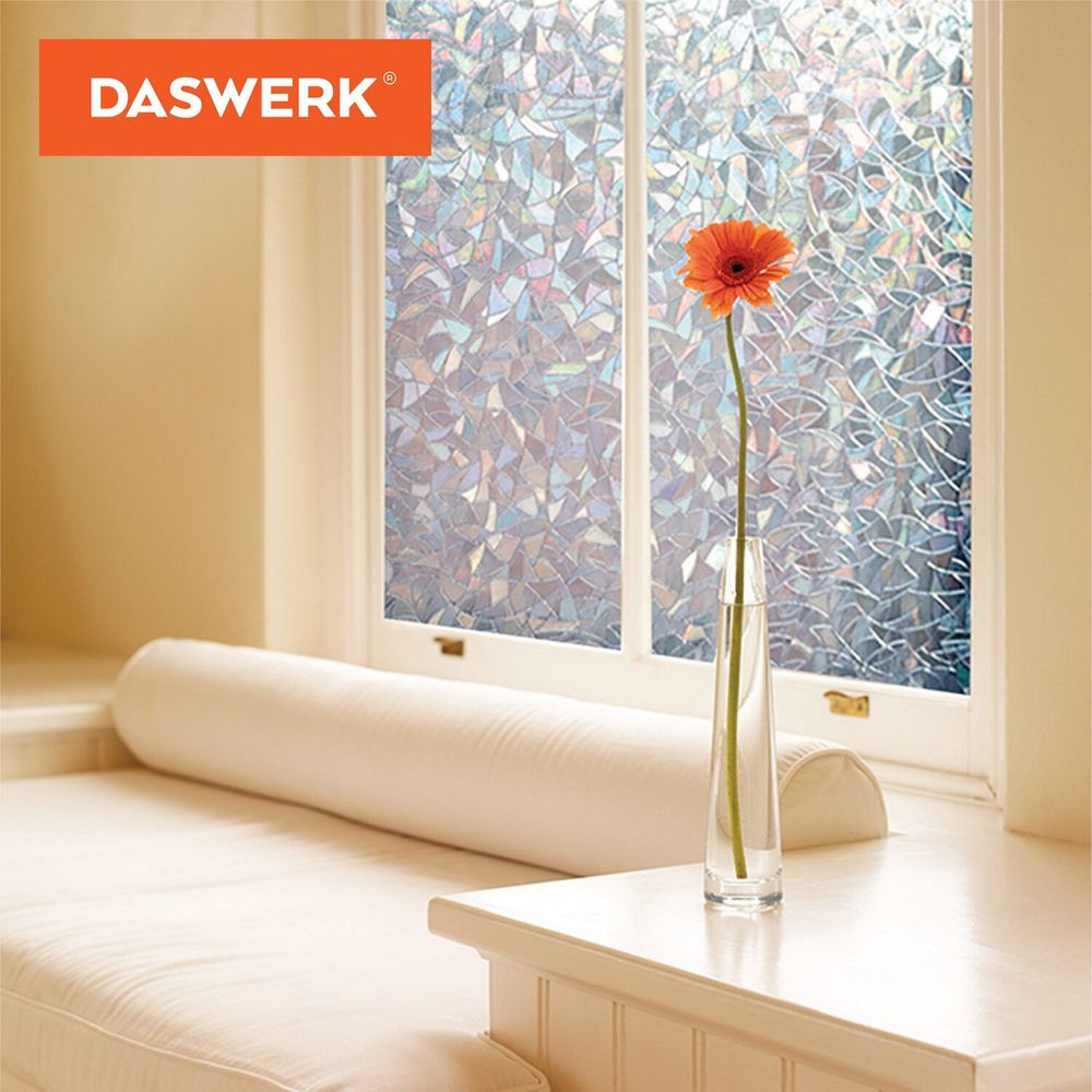Пленка на окно самоклеящаяся статическая БЕЗ КЛЕЯ, солнцезащитная, 45х150 см, "Витраж", DASWERK, 607968