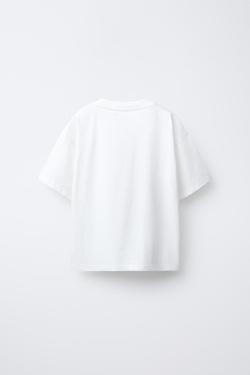 ZARA ФУТБОЛКА С ЦВЕТКОМ, БЕЛЫЙ