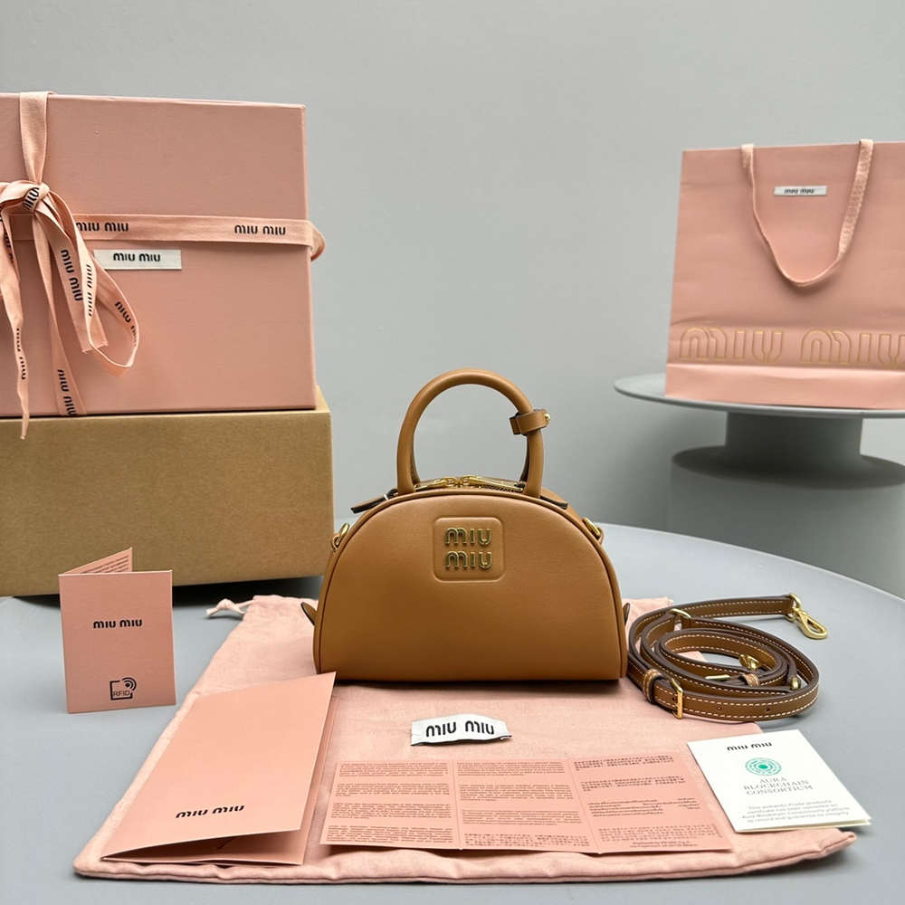 Miu Miu Leather Top Handle Bag 18 cm