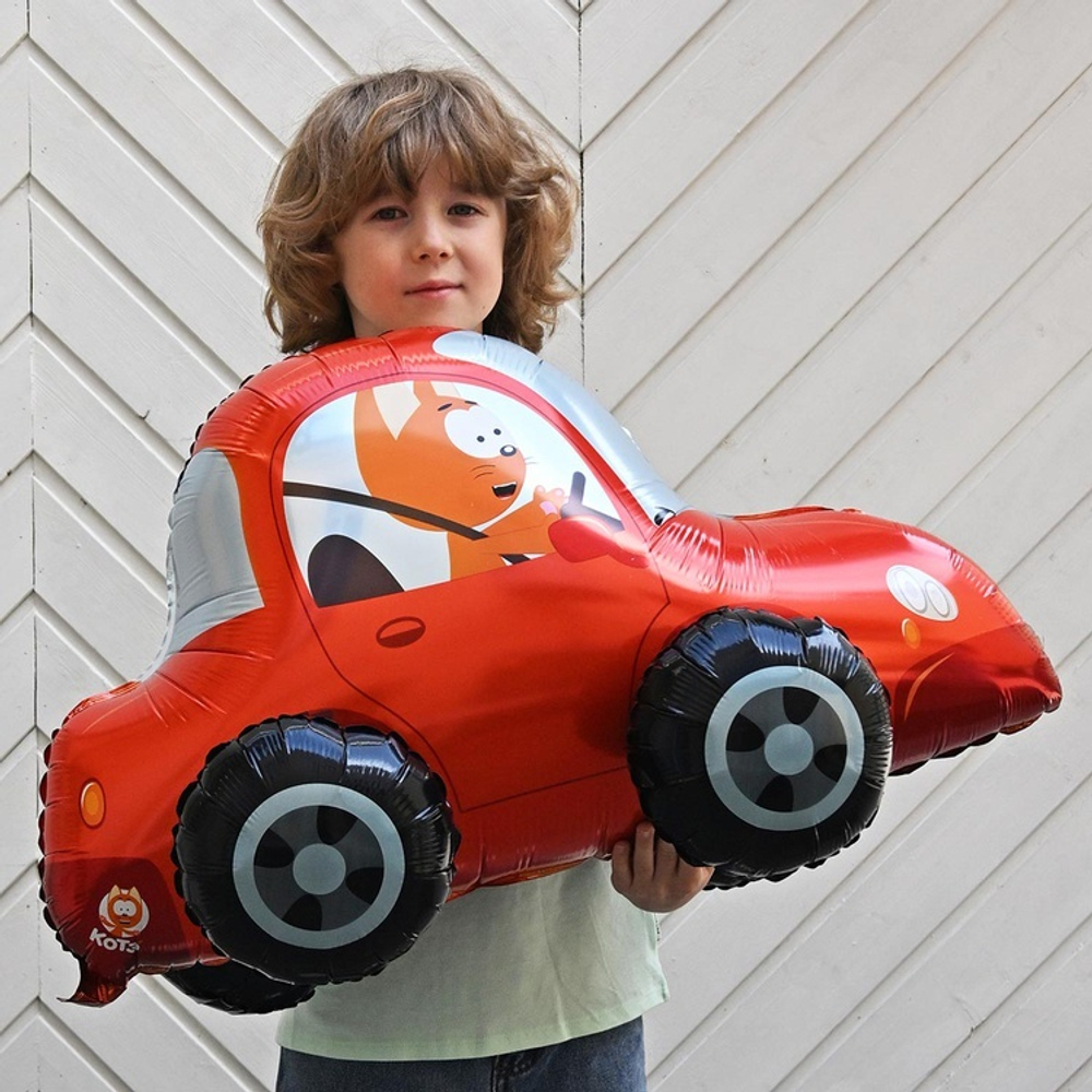 Фольгированный шар-фигура «Котэ в машине» AIR, 71 см