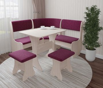 Кухонный уголок compatto "Оливьер" (Вишня Хансен/Рогожка Savana Berry (AT)) -G