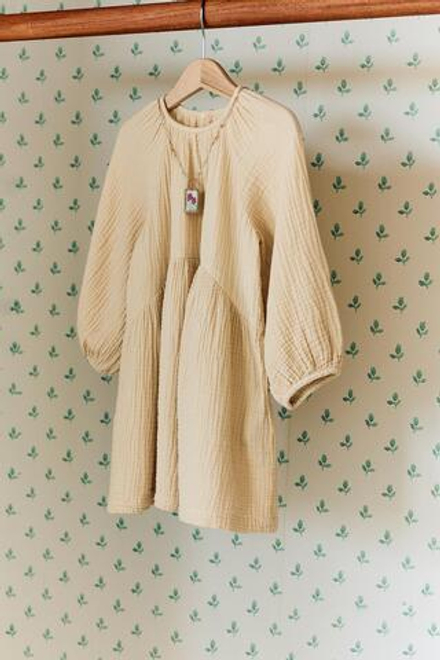 ZARA ПЛАТЬЕ ИЗ ТКАНИ БАМБУЛА, МЯГКИЙ ЖЕЛТЫЙ