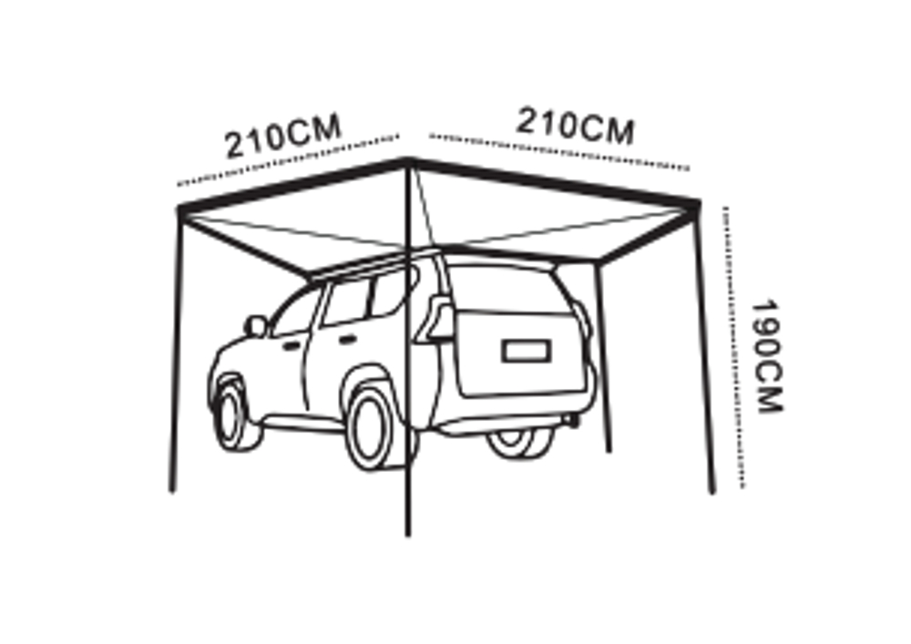 Маркиза автомобильная РИФ веерная 2,0х2,0 м (левая)