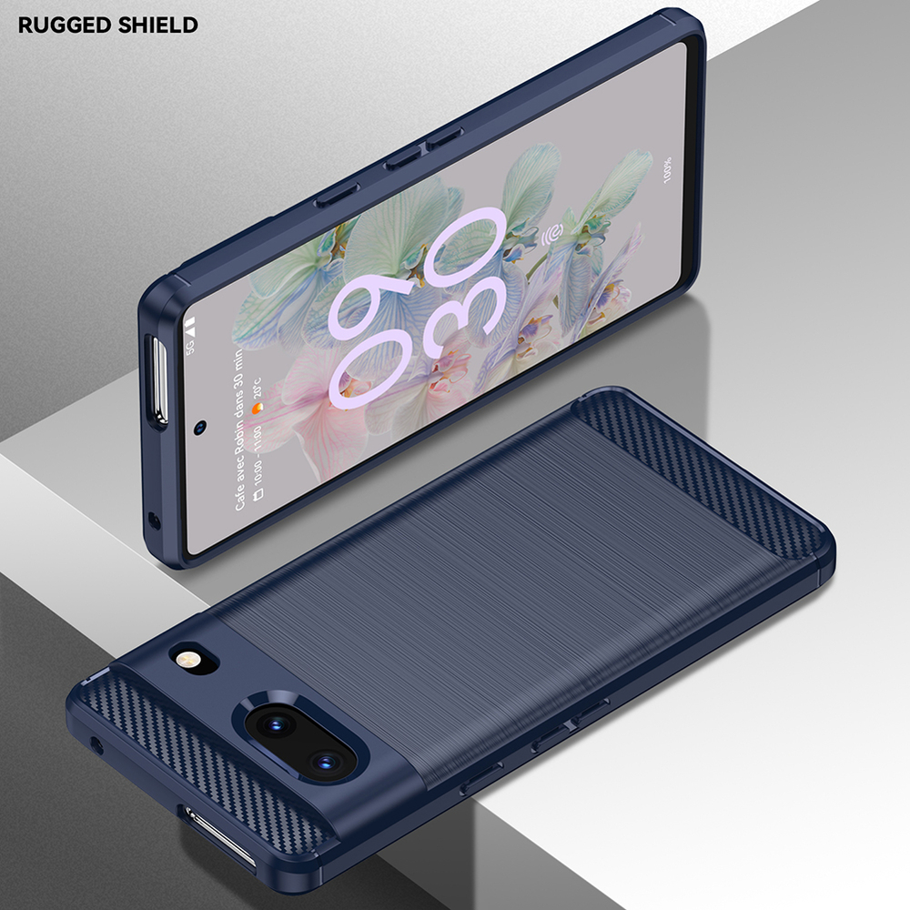 Мягкий гибкий чехол в стиле карбон для Google Pixel 7, синий цвет, серия Carbon от Caseport