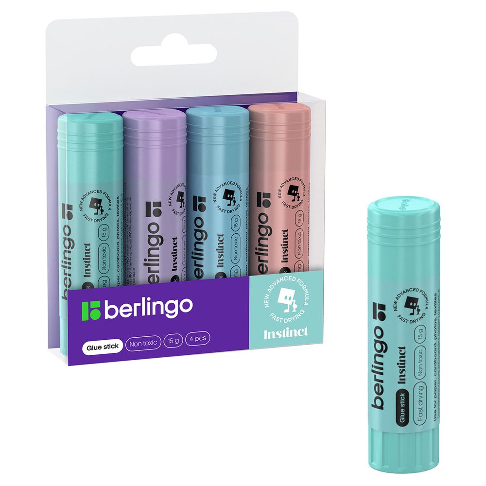 Набор клей-карандаш 15г. Berlingo Instinct, 4 шт/уп.