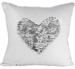 Чехол под печать для сувенирной подушки с Пайетками КВАДРАТ 40x40 см (Серебро/Белый)