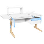 Растущая парта с навесной тумбой, задними и боковой полками Дэми СУТ 25-05-Б1Д1 (1500×880 мм)