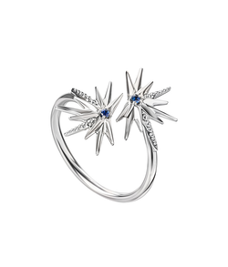 Кольцо из серебра со вставками из выращенного сапфира