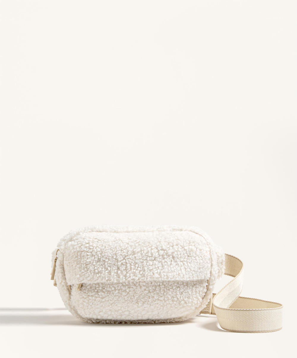 Oysho Сумка на пояс из искусственной овчины, экрю