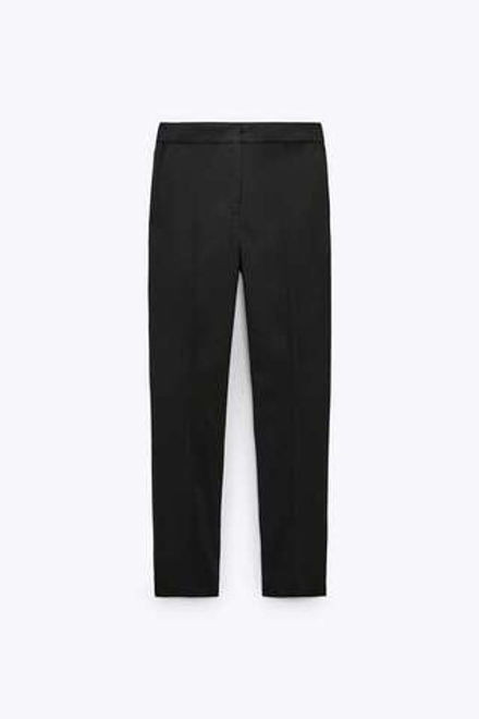 ZARA БРЮКИ С ЭЛАСТИЧНОЙ ТАЛИЕЙ, ЧЕРНЫЙ