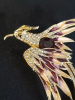Брошь "Птица Феникс цвет коричневый"