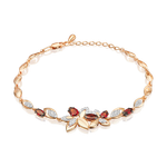 Браслет «Осенний вальс» из красного золота с гранатами и натуральными топазами white