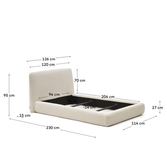 Кровать Martina со съемным чехлом из ткани букле для матраса 90х200 см