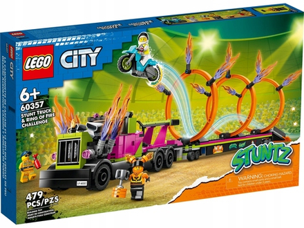 Конструктор LEGO City Stunt Challenge грузовик и огненные обручи 60357