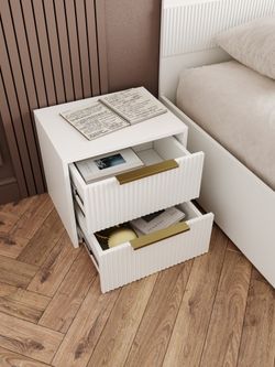 Прикроватная тумба DIWO Краснодар 45x40x35 см, 2 ящика белая, ручка золото