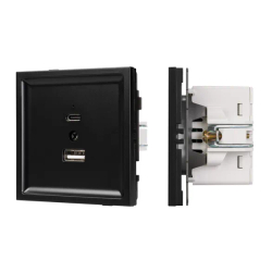 Механизм USB розетки SCT-TENDO-MUAC-PL-BK (5V, 3A, QC3) (Arlight, -) 054095