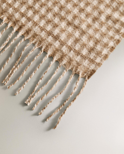 Zara Home плед из полиэстера, бежевый, в клетку