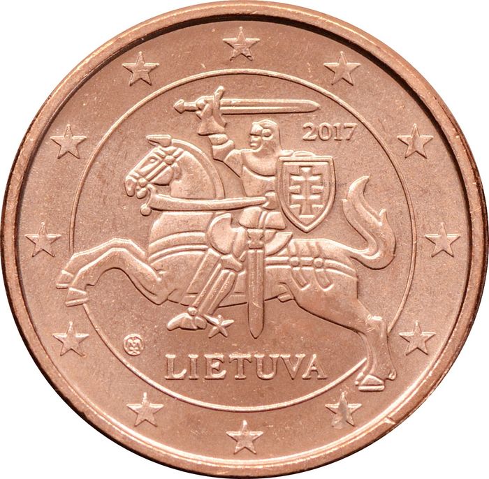 1 евроцент 2017 Литва (1 euro cent)