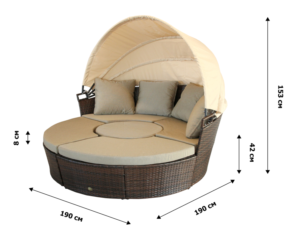 Набор мебели Garden Story Ракушка 2 кор.(ротанг темно-коричневый, подушки бежевые)