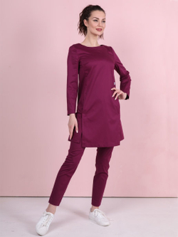 Бордовая блуза медицинская Бл-344 3/4 Клеон экстра