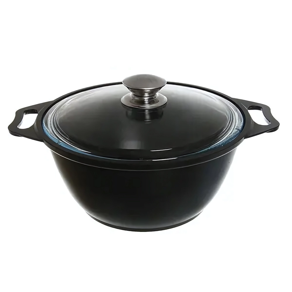 Кастрюля алюминевая 2л литой алюминий со стеклянной крышкой КМ-к22а