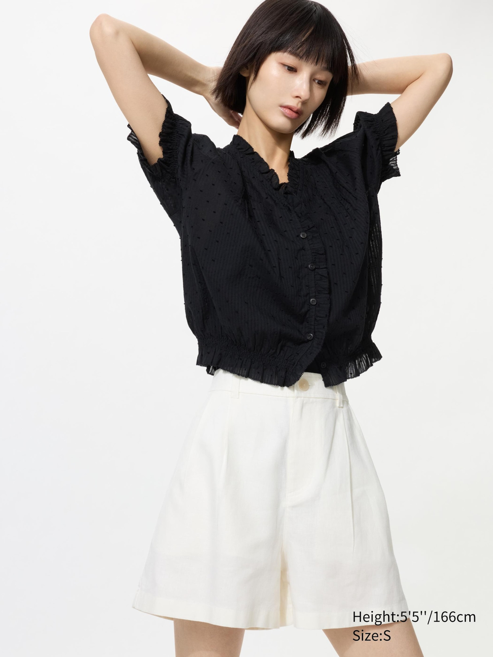 UNIQLO Льняные хлопковые шорты, белый