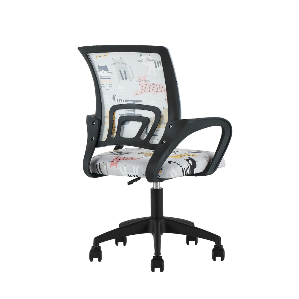 Кресло офисное TopChairs Simple SN Junior принт Blue Cats пластик черный