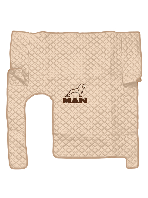 Ковры MAN TGX с 1-м ящиком (механика) (экокожа, бежевый, бежевый кант, коричневая вышивка)