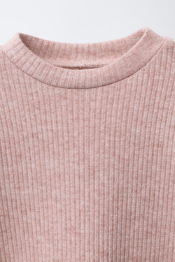 ZARA БЛЕСТЯЩАЯ ФУТБОЛКА В РУБЧИК С БАНТАМИ, РОЗОВЫЙ МЕЛАНЖ