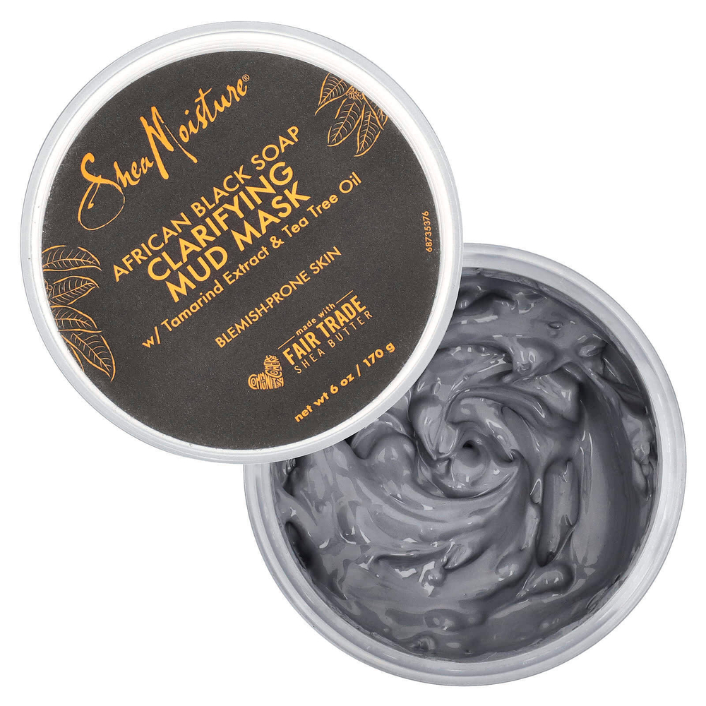 SheaMoisture, African Black Soap, очищающая грязевая маска с экстрактом тамаринда и маслом чайного дерева, 170 г (6 унций)