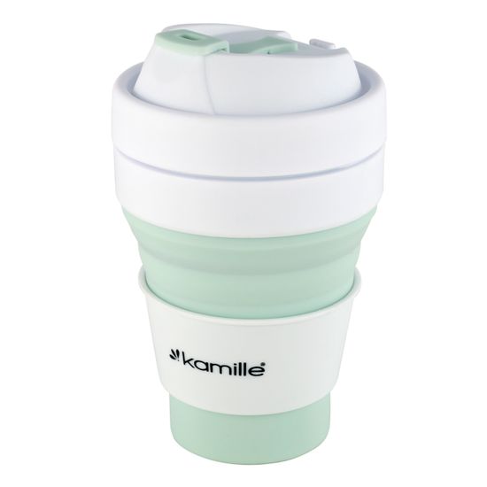 Стакан складной силиконовый 350 мл. Kamille KM 2034 с пластиковой накладкой