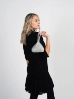 Сумка вечерняя блестящая, серебристый клатч со стразами