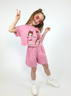 02-159-4 Комплект для девочки (джемпер+ шорты)