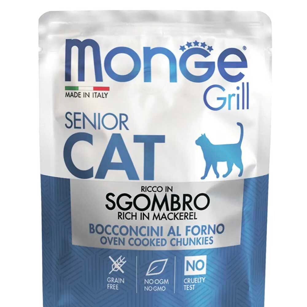 Monge Senior Grill Pouch (макрель эквадорская) 85 г - консервы (пауч) для пожилых кошек