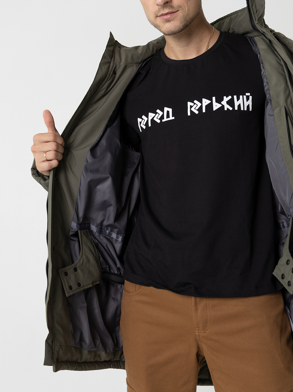 Парка зимняя Город Горький хаки зеленая