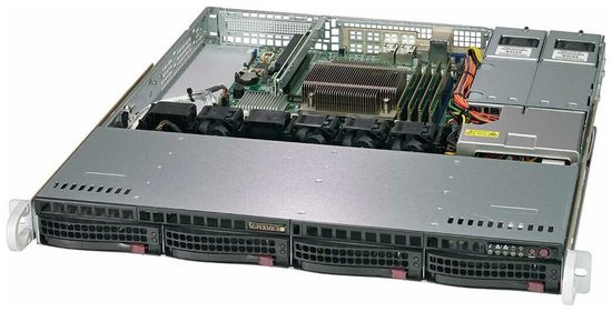 Сервер Supermicro SuperServer 5019C-M без процессора/без ОЗУ/без накопителей/количество отсеков 3.5" hot swap: 4/350 Вт/LAN 1 Гбит/c