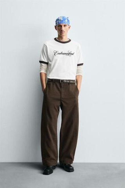 ZARA БРЮКИ BALLOON FIT, КОРИЧНЕВЫЙ