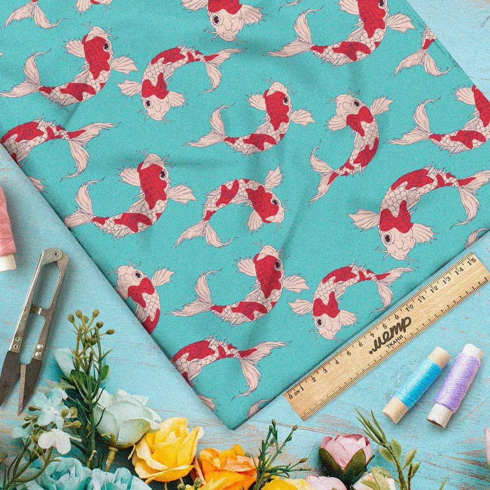 Ткань оксфорд 210 японские карпы