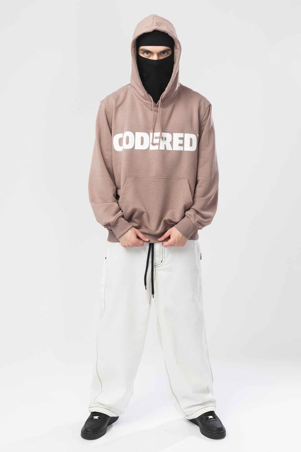 Худи Codered Base Hoodie Wide Summer Logo R Бежевый Темный/Белый принт CODERED