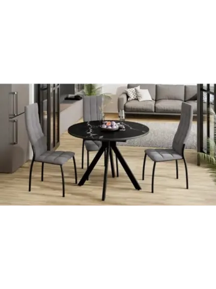 Стол кухонный Стекло матовое черный мрамор 100(132)х75х75 см