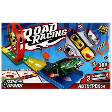 Автотрек петля 360, 3 машинки, кор.41,5*25,6*4,5см ТЕХНОДРАЙВ