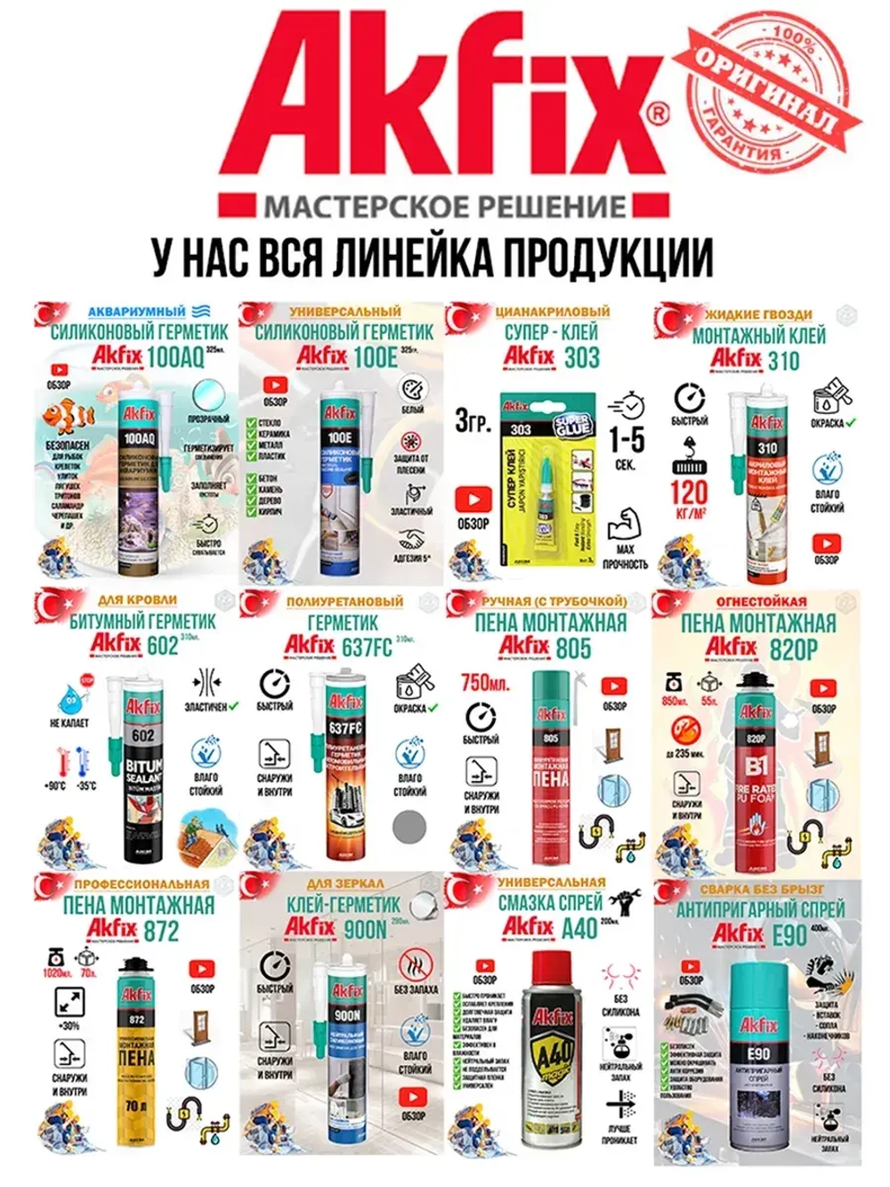 Клей герметик быстросохнущий полиуретановый Akfix 637FC 310мл.