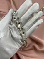 Тесьма стразы на цепочке 13,5мм лодочка и шатон (купон ~85-88см)