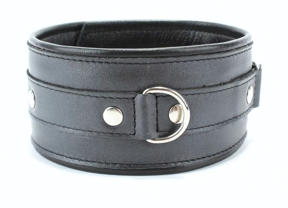 Черный ошейник из гладкой кожи (Цвет: черный)