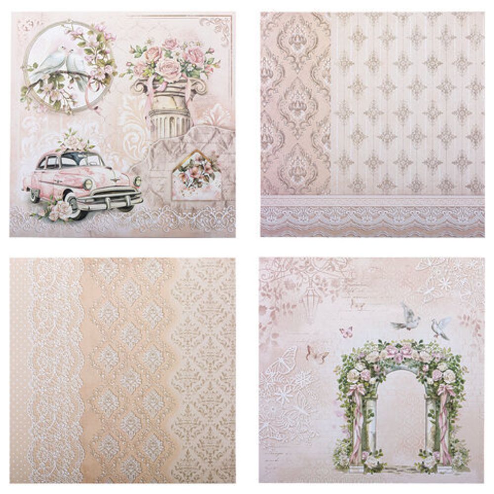 Бумага для скрапбукинга 30х30 см "Свадебный", двусторонняя, 12 листов, 180 г/м2, ОСТРОВ СОКРОВИЩ, 665435