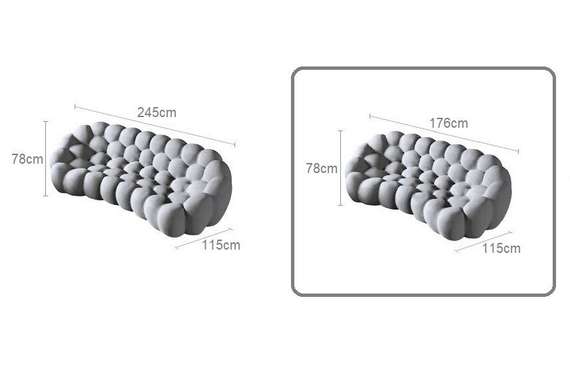 Двухместный диван Bubble 176 см, серый