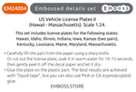 US vehicle registration plates 2 (Hawaii-Massachusetts) 1/24 (3D decal)