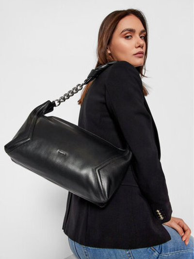 MEDIUM HOBO SOFT KNOT - black