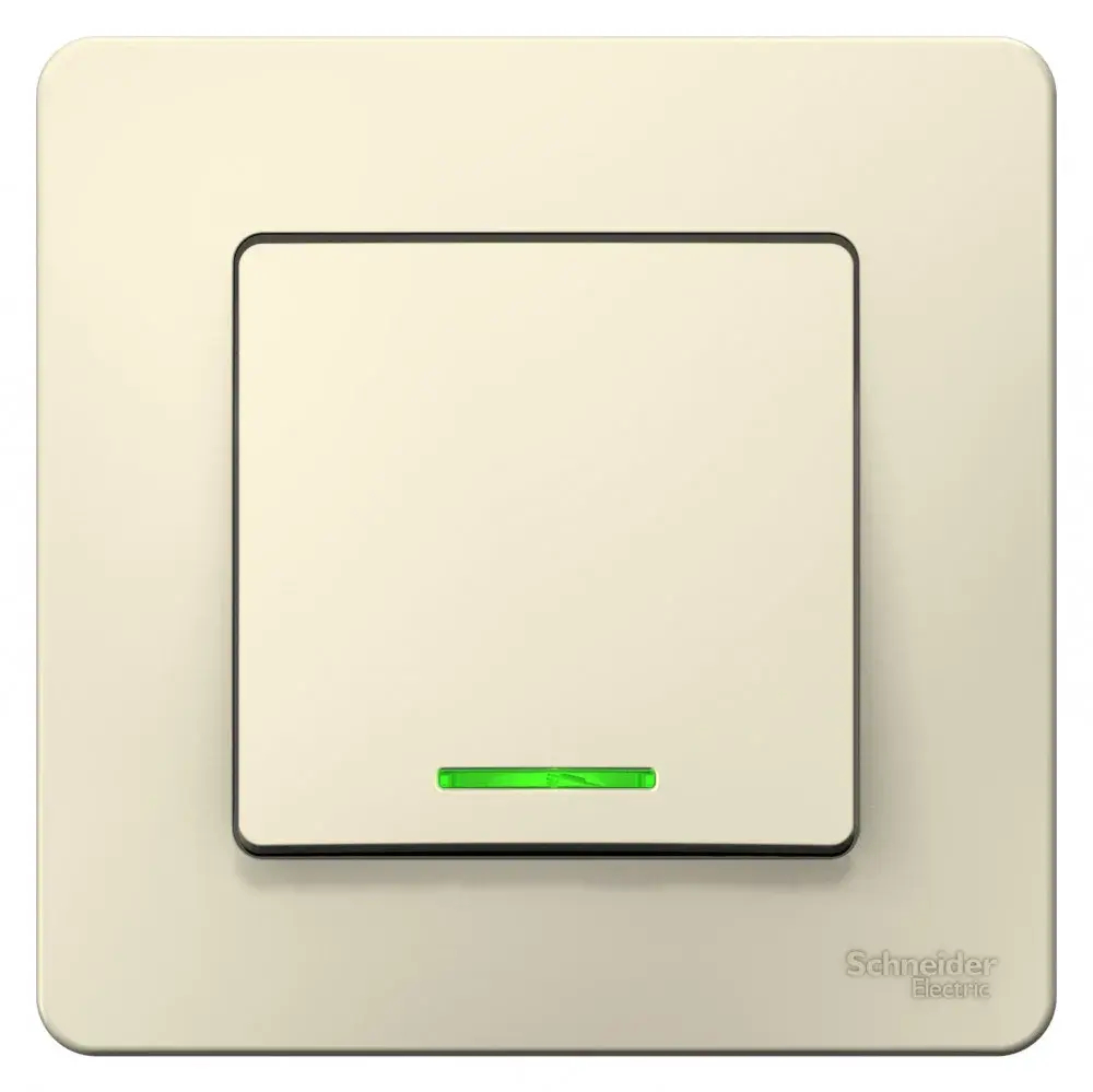 BLANCA С/У 1-клавишный ПЕРЕКЛЮЧАТЕЛЬ (сх.6) с подсв., 10А,250В, МОЛОЧНЫЙ